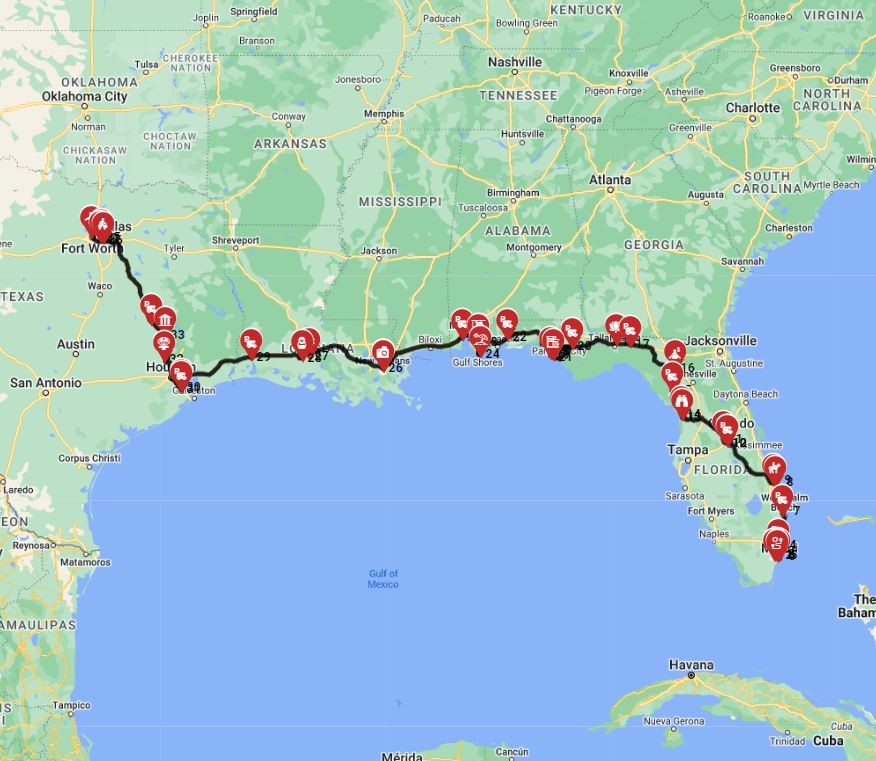 Miami to Dallas An RV trip planner